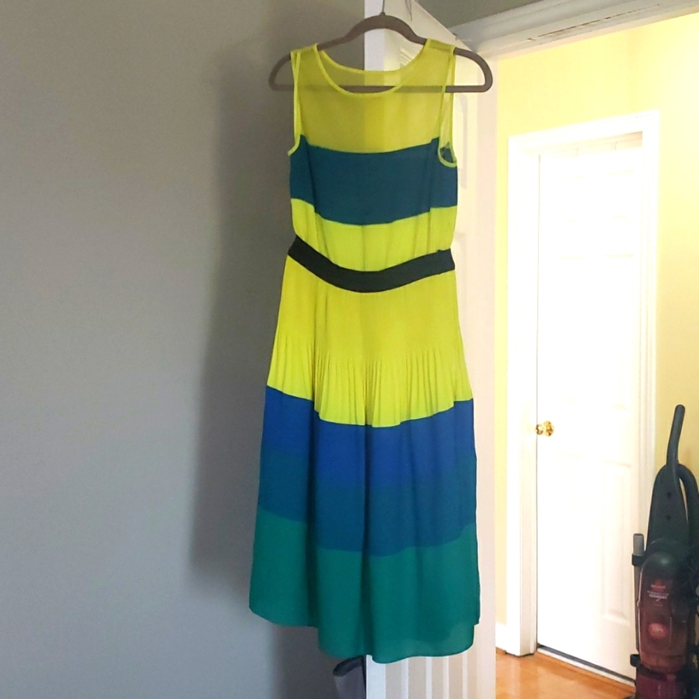 Multicolor midi dress, women BCBG, size XS